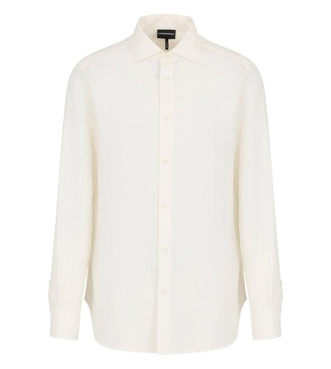 emporio armani white cotton regular fit shirt