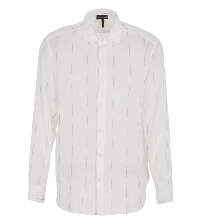 emporio armani white regular fit lyocell shirt