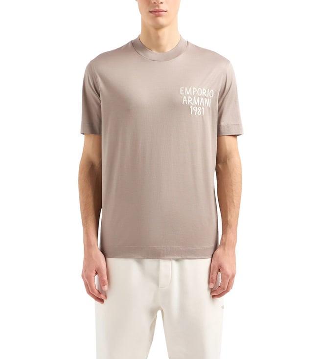 emporio armani brown half-sleeves jersey t-shirt