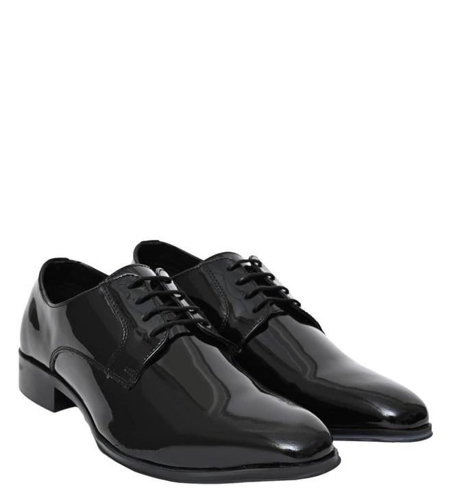 dune london men's sheer black derby shoes