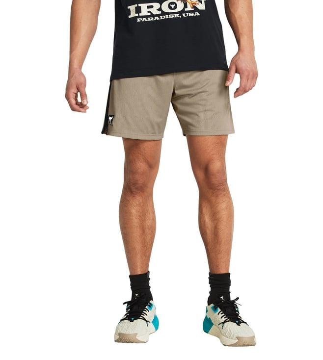 under armour brown project rock payoff mesh shorts