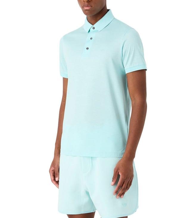 emporio armani blue regular fit blended polo t-shirt