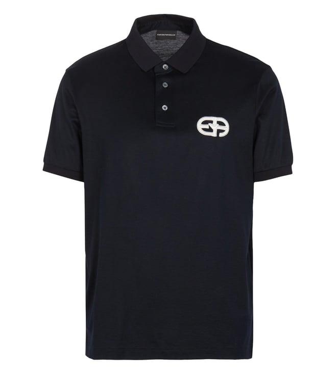 emporio armani navy recreate capsule regular fit blended polo t-shirt