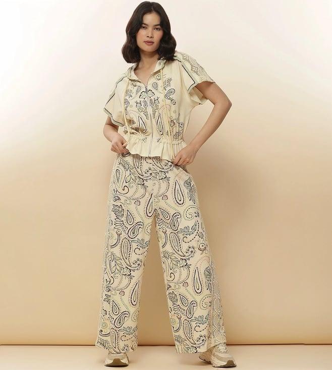 label ritu kumar ecru lorena top with pant co-ord set