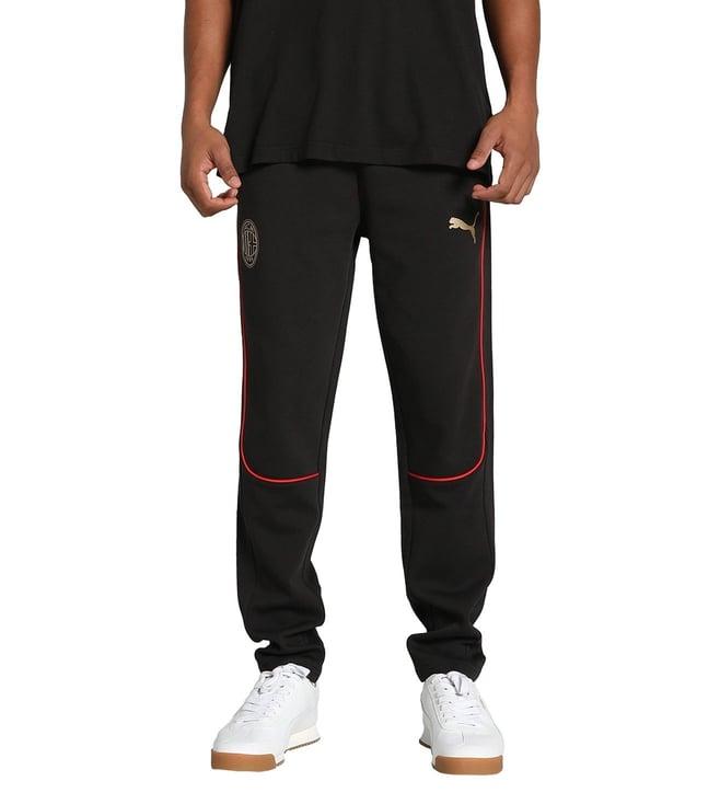 puma black & for all time red ac milan men's slim fit football casuals pants