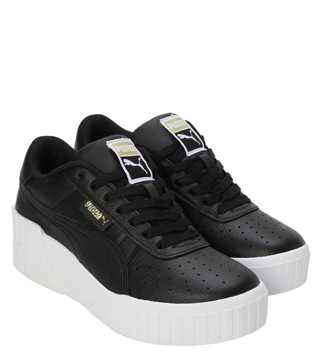 puma women's black & white cali wedge sneakers