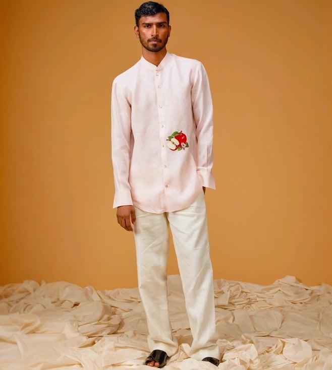 rohit bal men's powder pink linen shirt