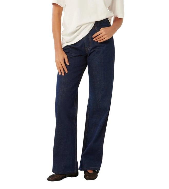 forever new straight navy blue high rise jeans