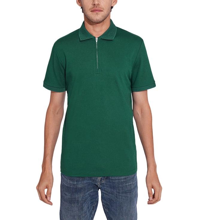 selected homme rain forest zipped slim fit polo t-shirt