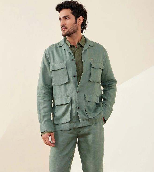 andamen green rise casual men twill linen jacket