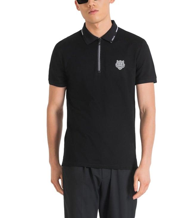 antony morato black slim fit polo t-shirt