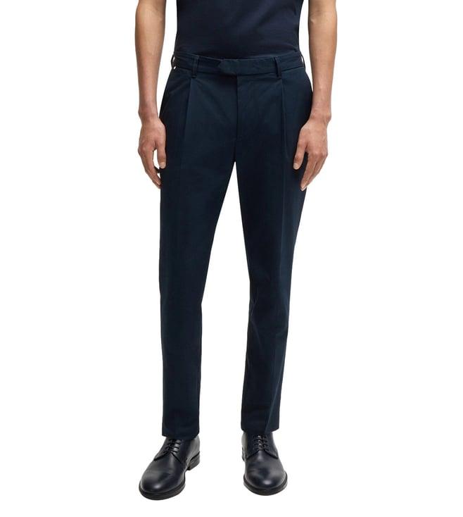 boss straight dark blue mid rise chinos