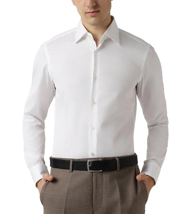 boss white striped slim fit shirt