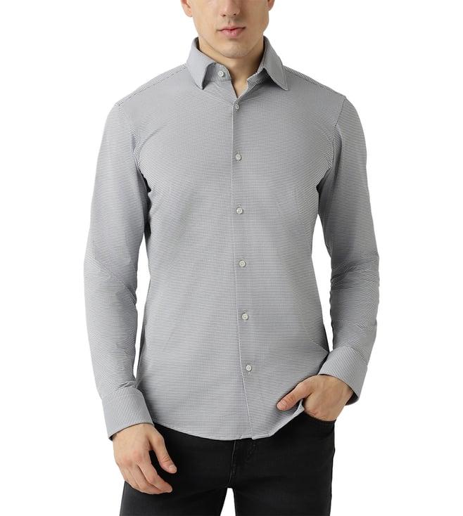 boss silver printed regular fit shirt