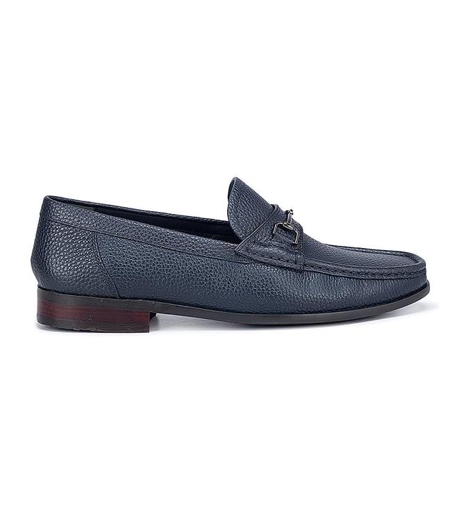 rosso brunello men's navy leather moccasins