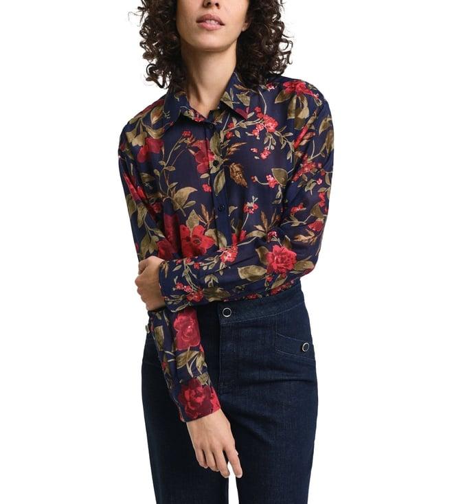 gant blue floral print relaxed fit shirt