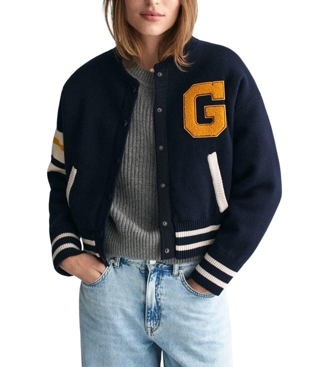 gant blue logo oversized fit cardigan