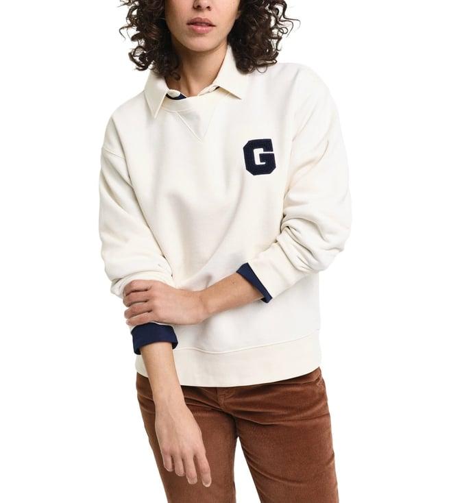 gant cream logo relaxed fit sweatshirt