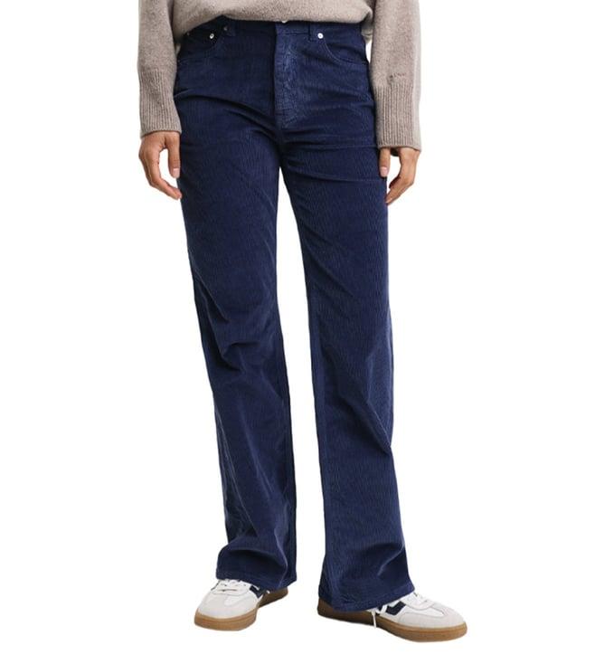 gant blue bootcut flat front trousers