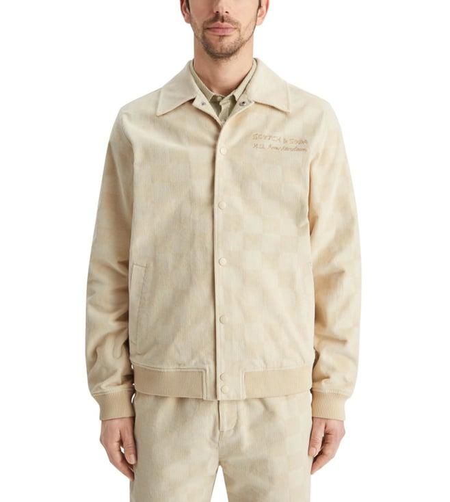 scotch & soda parchment check-patterned corduroy college jacket