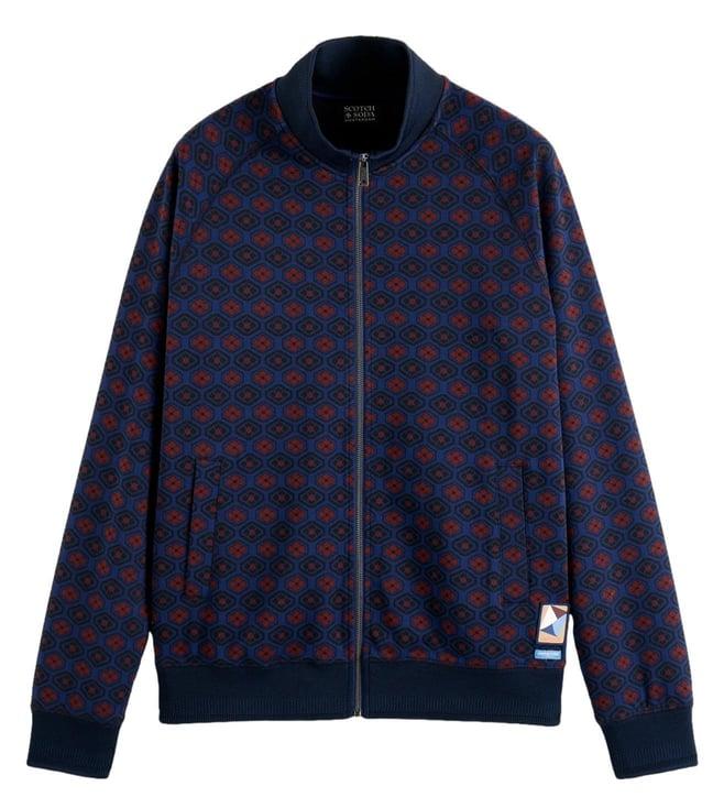 scotch & soda ink blue jacquard jacquard track top