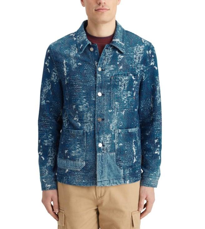 scotch & soda denim jacquard indigo jacquard denim workwear jacket