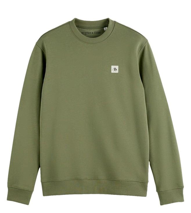 scotch & soda green ivy essential badge crew sweatshirt