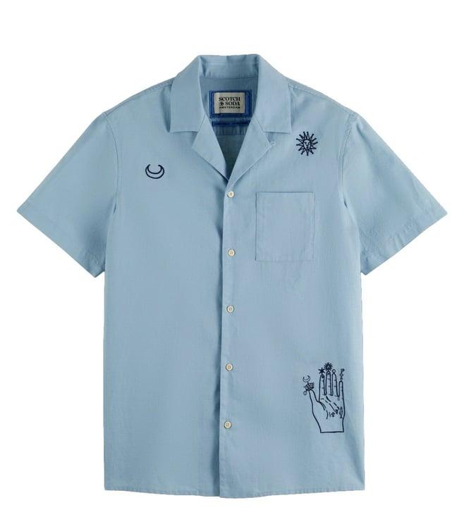 scotch & soda bay blue relaxed fit graphic shirt