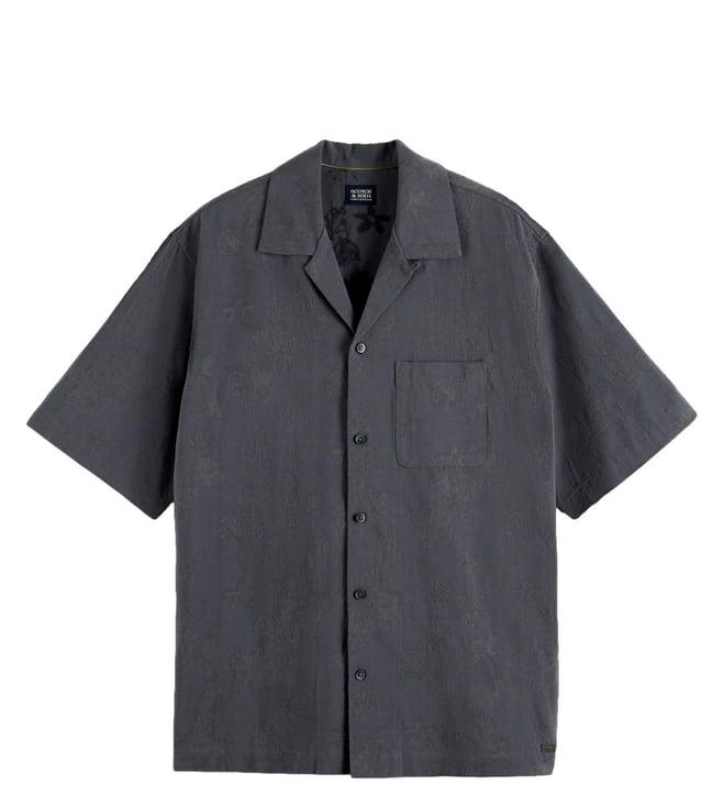 scotch & soda moody grey relaxed fit tonal jacquard shirt