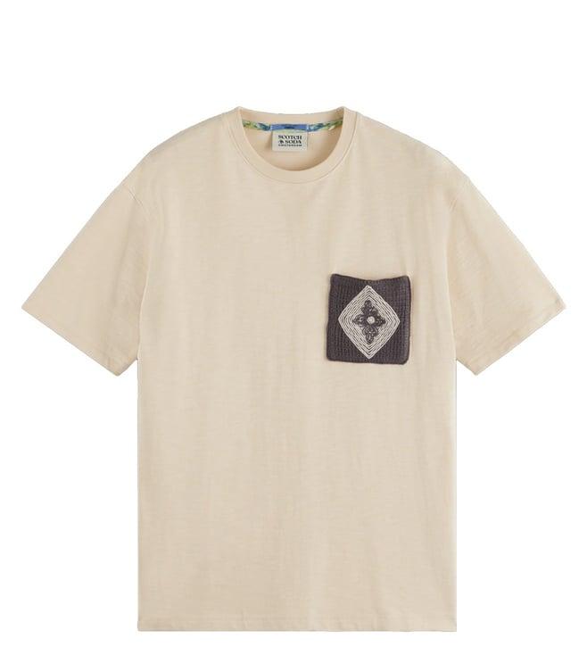 scotch & soda parchment relaxed fit crochet pocket t-shirt