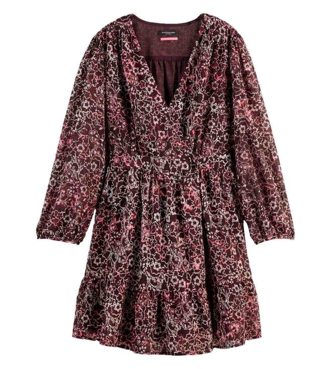 scotch & soda shibori floral pink mini wrap dress