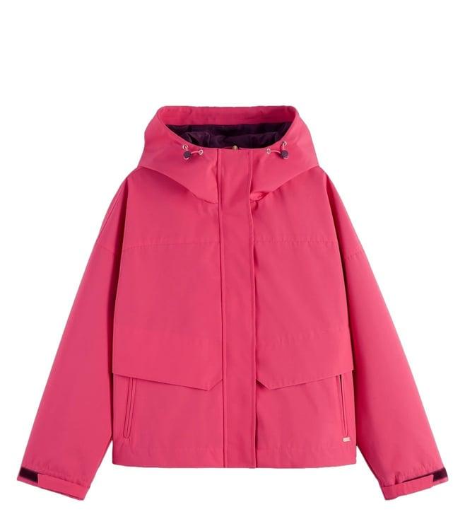 scotch & soda bright raspberry technical lightweight hooded jacket