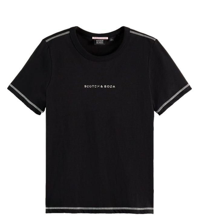 scotch & soda black core flatlock artwork regular fit t-shirt