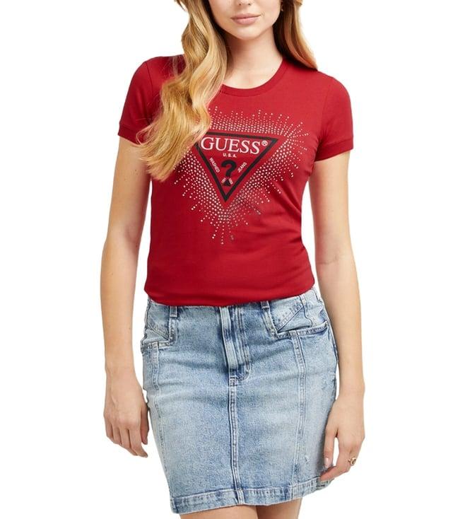 guess chili red logo regular fit t-shirt