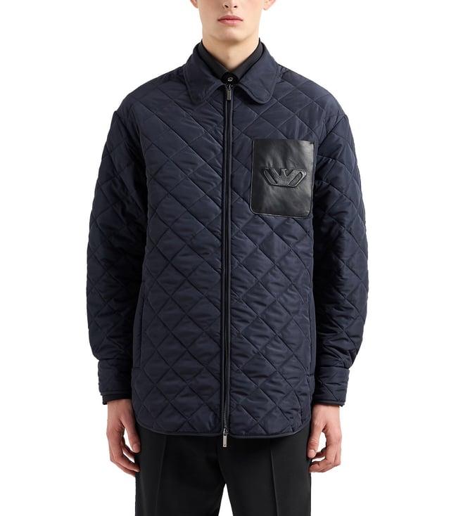 emporio armani navy oversized pattern quilted blouson jacket