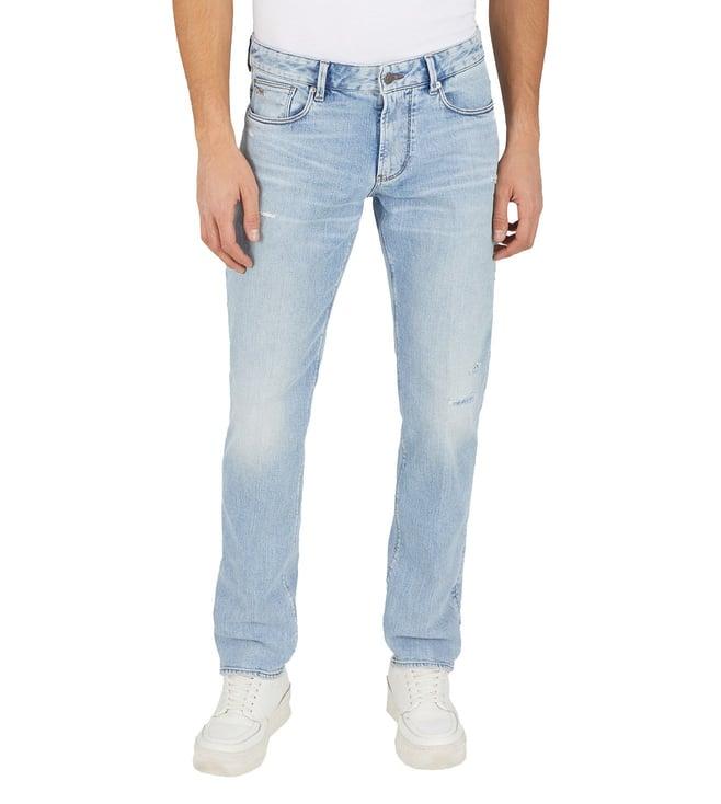 emporio armani sky blue slim fit blended jeans