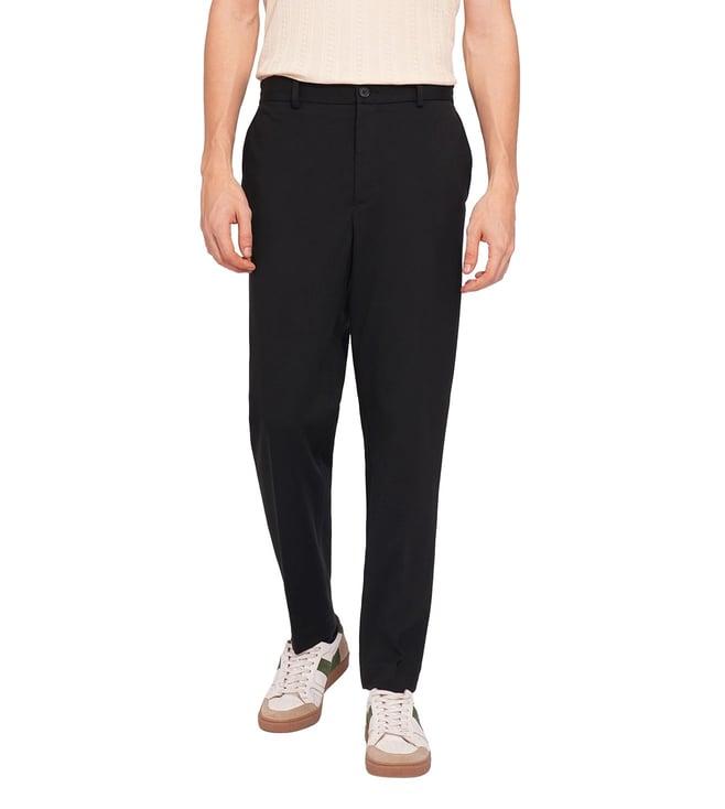 selected homme black slim fit flat front trousers