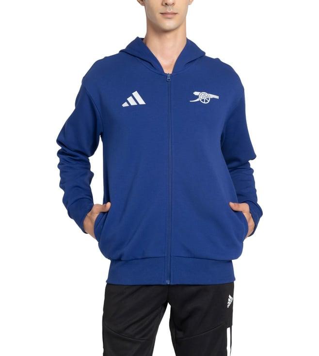 adidas men blue afc anth jkt football hooded track jacket