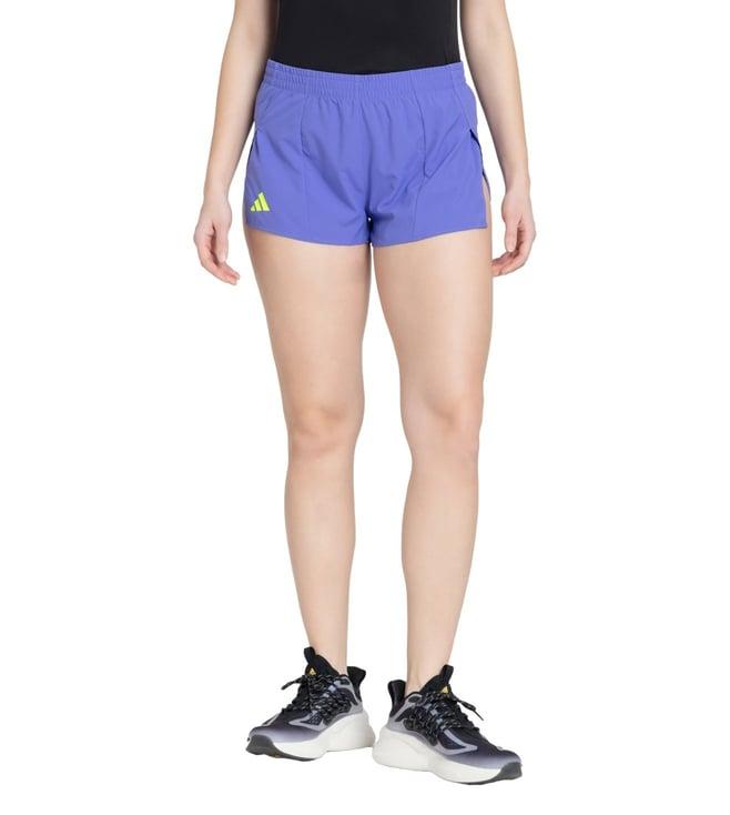 adidas women blue adizero e split running shorts