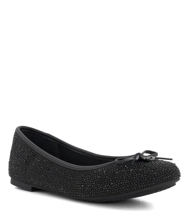 dune london women's hallo black embellished ballerinas