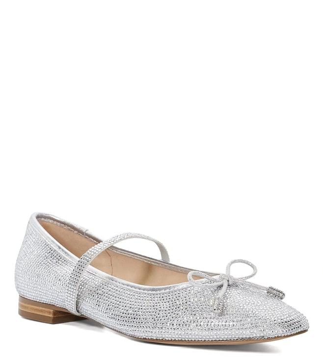 dune london women's holly silver embellished ballerinas