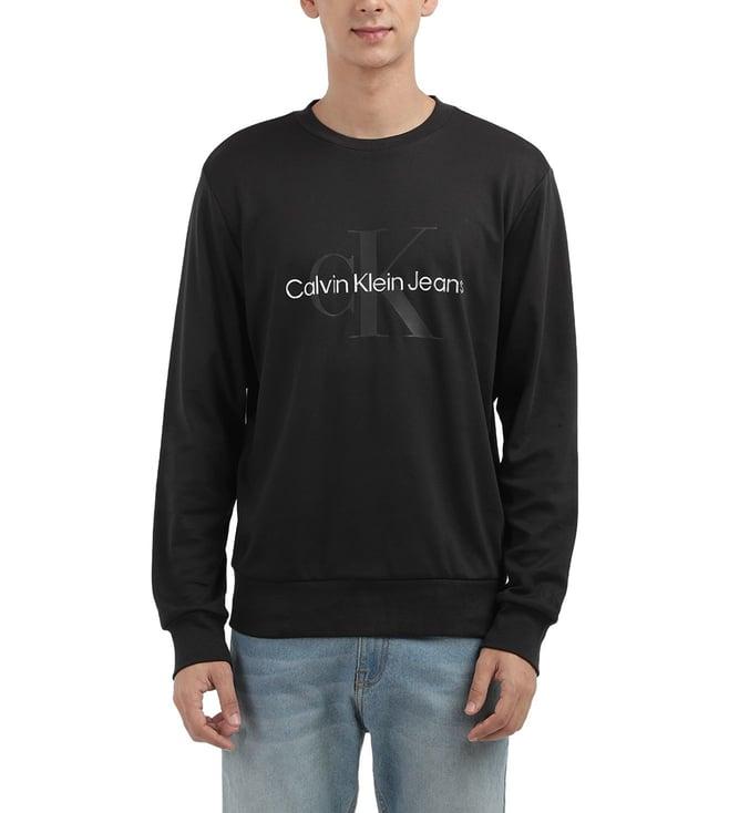 calvin klein mens black solid regular sweatshirt