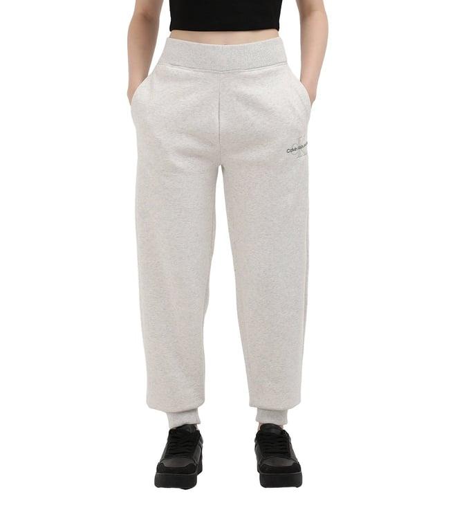 calvin klein womens ivory grey heat solid relaxed trackpant