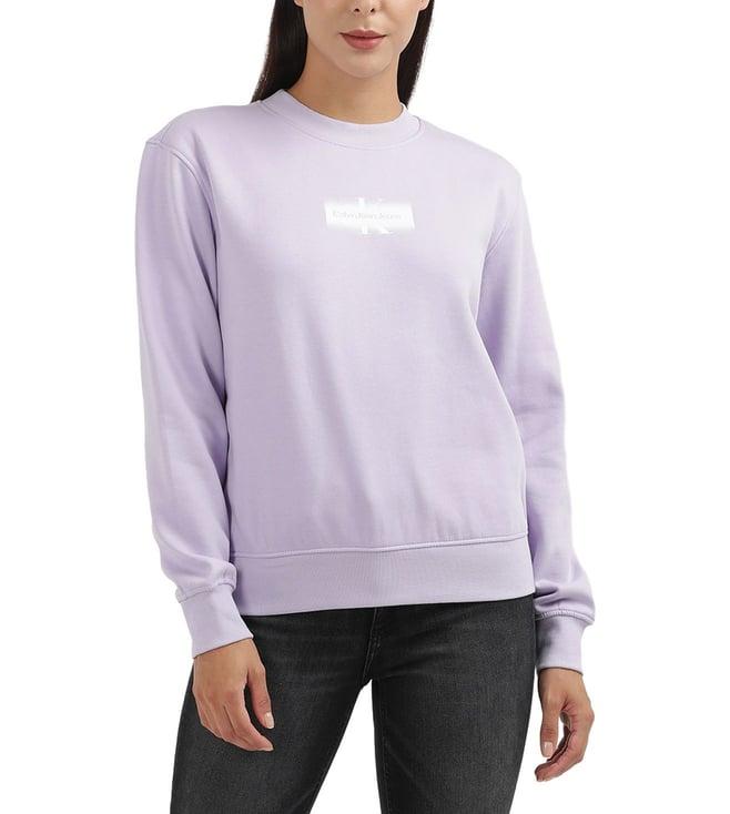 calvin klein womens pastel lilac solid regular sweatshirt