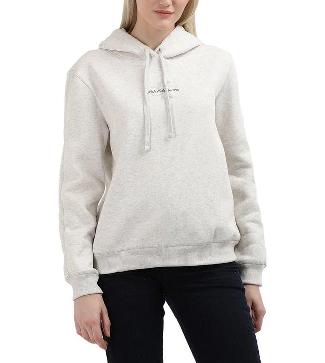 calvin klein womens ivory grey heat solid regular sweatshirt