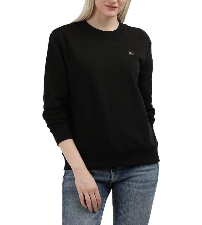 calvin klein womens black solid regular sweatshirt