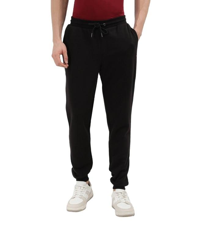 tommy hilfiger mens black solid regular fit trackpants