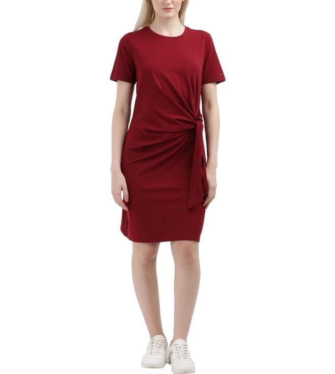 tommy hilfiger womens rouge solid a-line fit dress