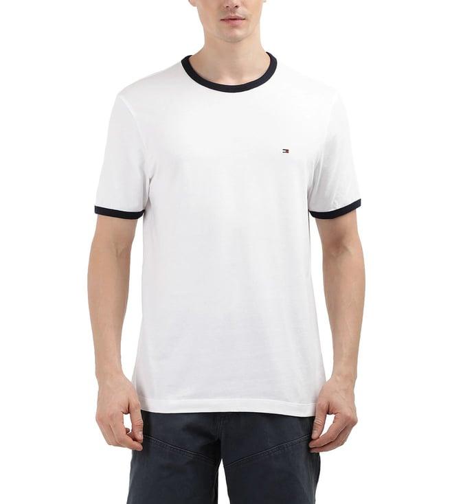 tommy hilfiger mens white & desert sky colorblock regular fit t-shirt