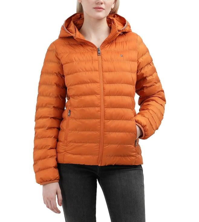 tommy hilfiger womens autumn orange solid regular fit jacket